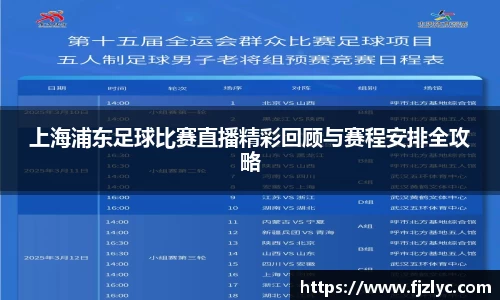上海浦东足球比赛直播精彩回顾与赛程安排全攻略